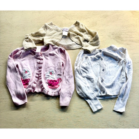 Gymboree Other - Lot Girls Cardigan Gymboree Pink Mouse Cat Jack White Blueberi Blvd Gold Shrug